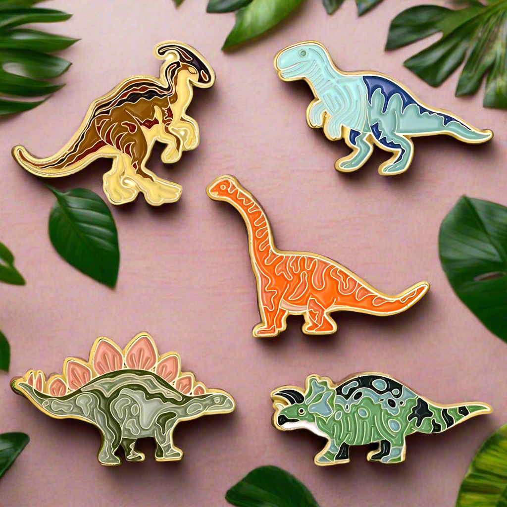 Dinosaur Enamel Pin Set of 5
